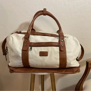 Elegant White and Brown Travel Bag